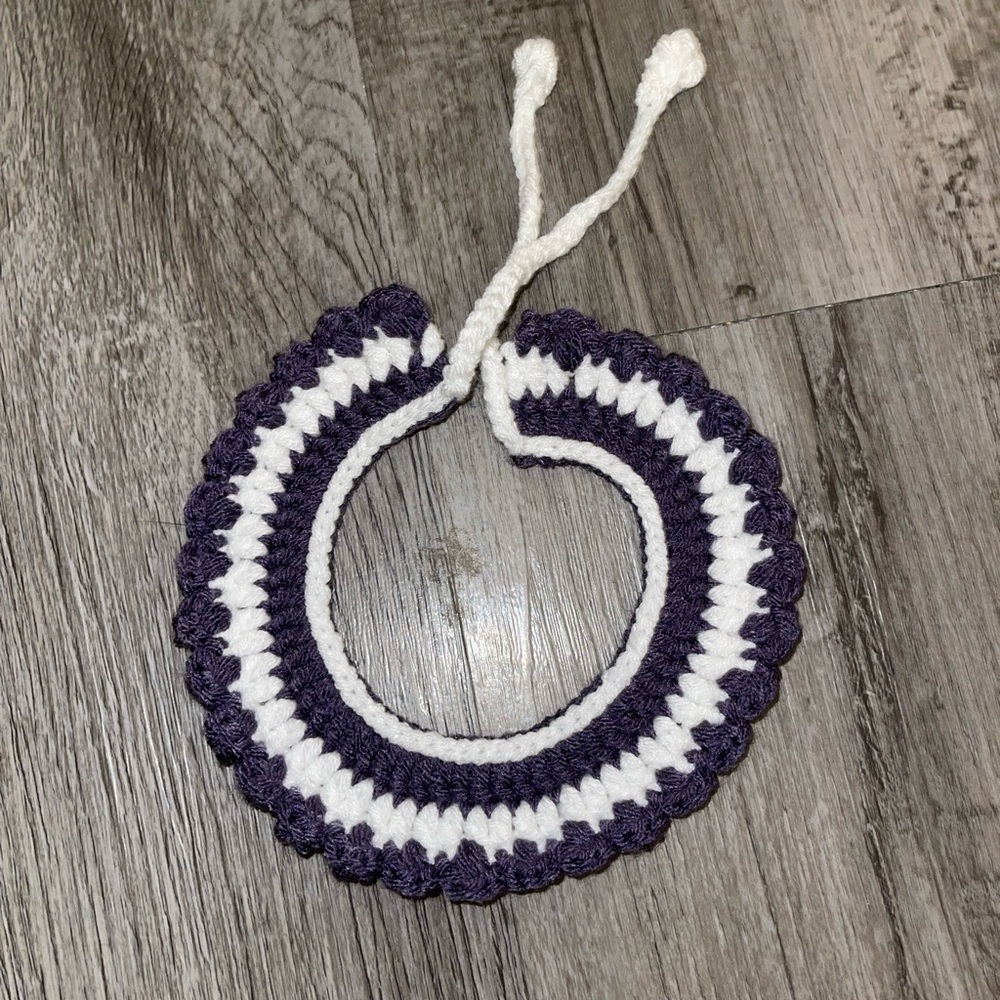 Handmade Purple and White Pet Collar